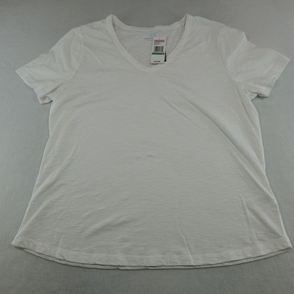 VINEYARD VINES Top Women's Large White Classic V-Neck Tee NWT Flaw - Picture 1 of 10